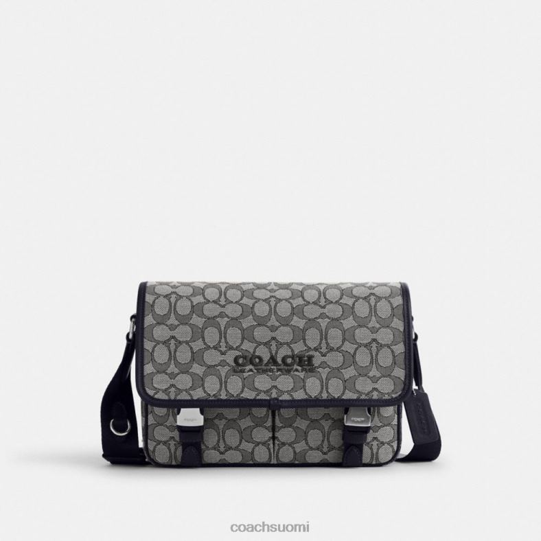 Coach miehet League messenger bag signature jacquard keskiyön laivasto VF6B6664