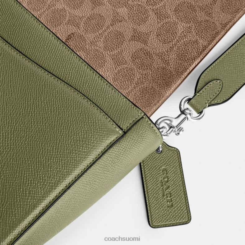 Coach miehet Messenger-laukku, jossa on kanvasinen sisäpuoli sammalta VF6B6647