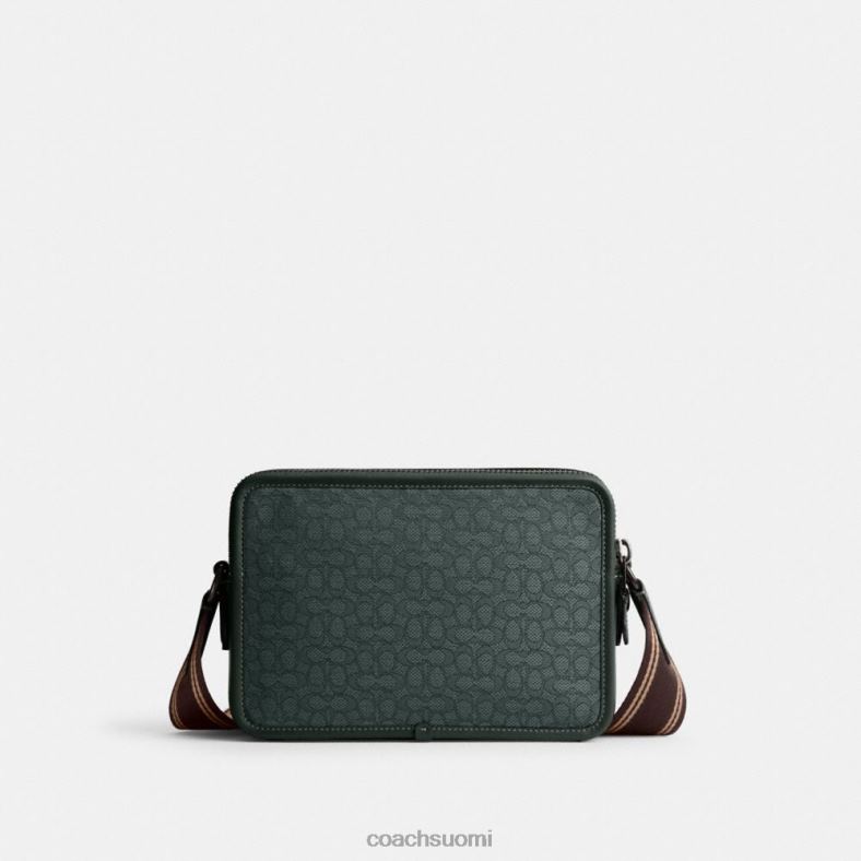 Coach miehet charter crossbody 24 mikrosignature jacquard amazonin vihreä VF6B6662