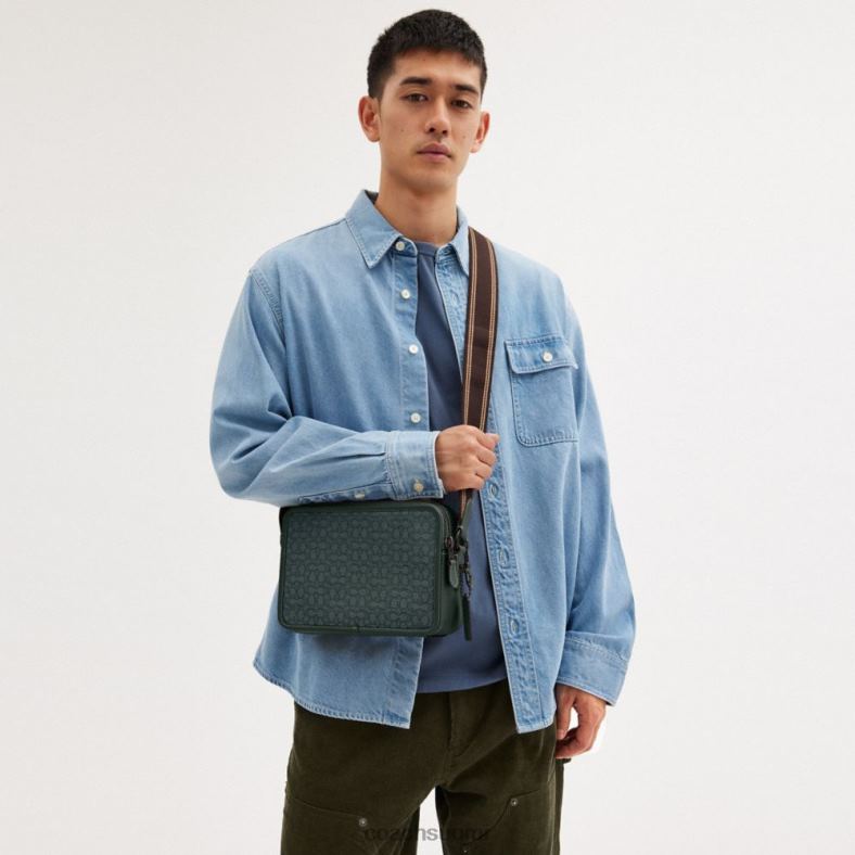 Coach miehet charter crossbody 24 mikrosignature jacquard amazonin vihreä VF6B6662