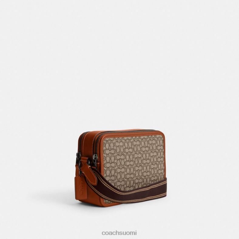 Coach miehet charter crossbody 24 mikrosignature jacquard kaakao/kiillotettu meripihka VF6B6663
