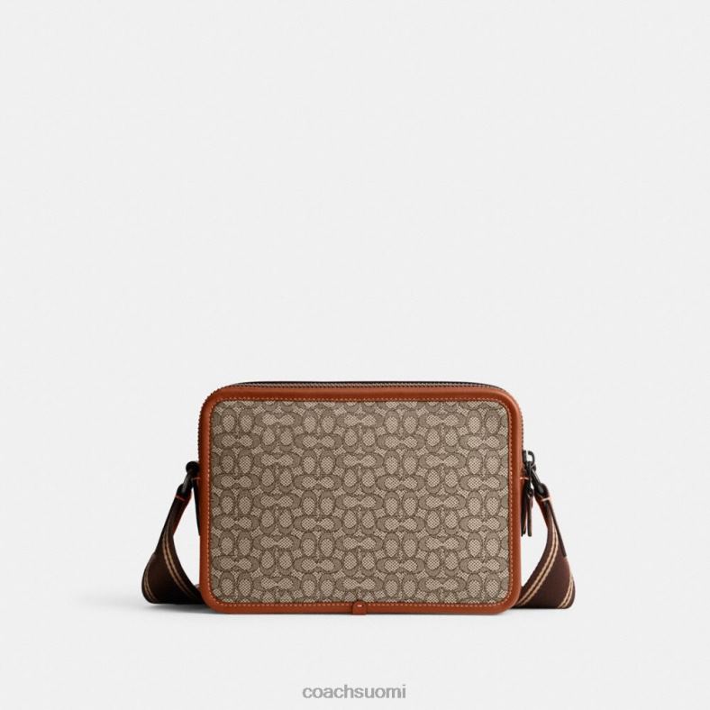Coach miehet charter crossbody 24 mikrosignature jacquard kaakao/kiillotettu meripihka VF6B6663