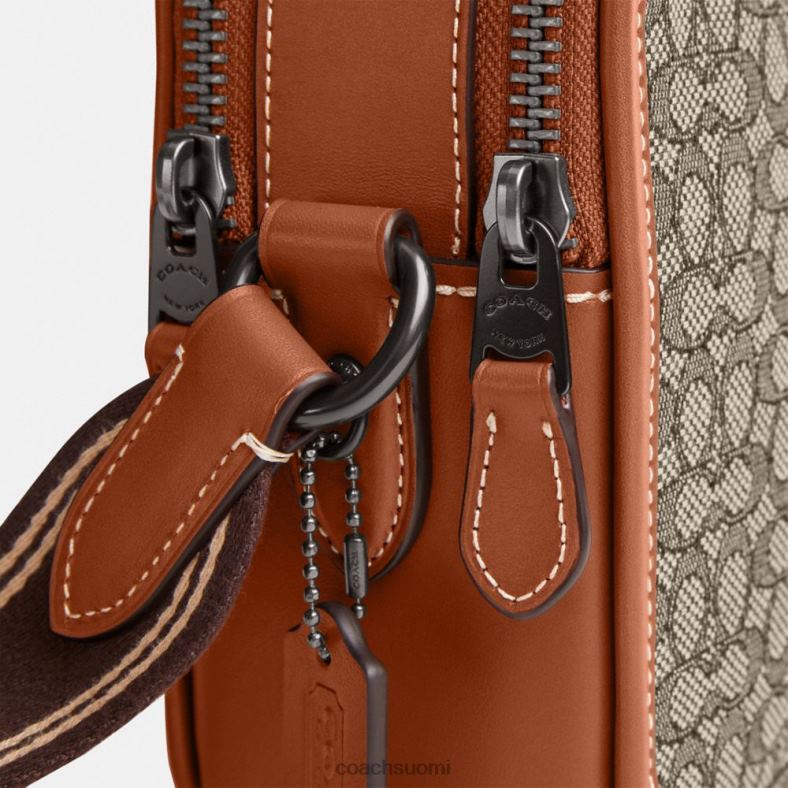 Coach miehet charter crossbody 24 mikrosignature jacquard kaakao/kiillotettu meripihka VF6B6663