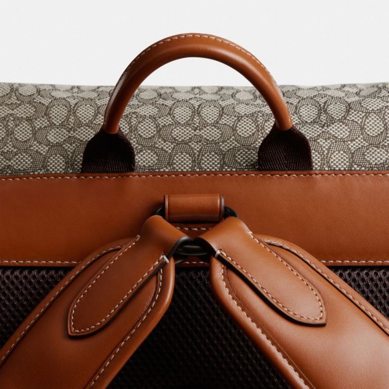 Coach miehet kiinnitysreppu mikrosignature jacquard -väriä kaakao/kiillotettu meripihka VF6B6683