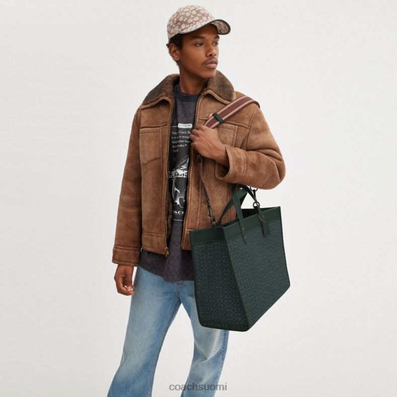 Coach miehet kenttälaukku 40 mikrosignature jacquard -väriä amazonin vihreä VF6B6635