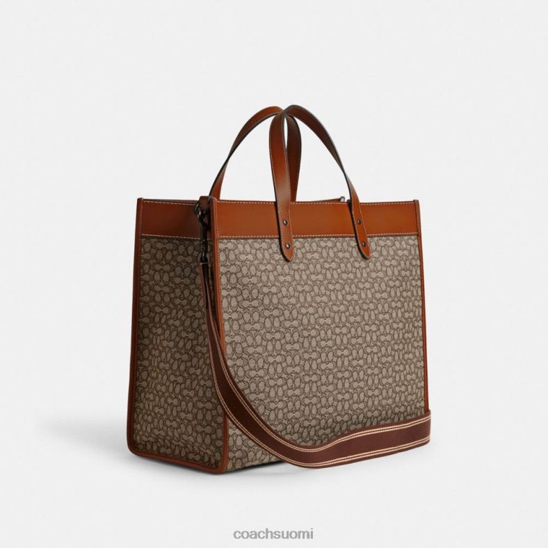 Coach miehet kenttälaukku 40 mikrosignature jacquard -väriä kaakao/kiillotettu meripihka VF6B6636