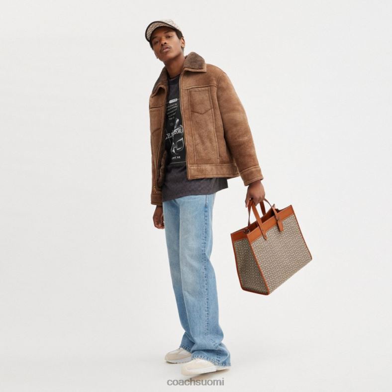 Coach miehet kenttälaukku 40 mikrosignature jacquard -väriä kaakao/kiillotettu meripihka VF6B6636
