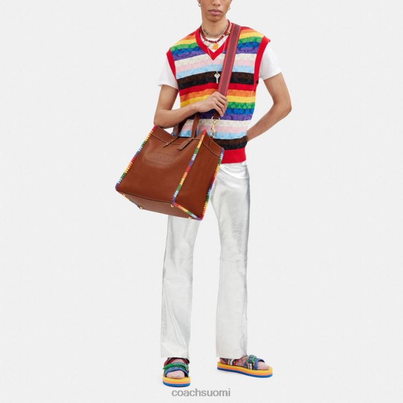 Coach miehet kenttälaukku 40 sateenkaarivirkkauksella kiillotettu meripihka monivärinen VF6B6642