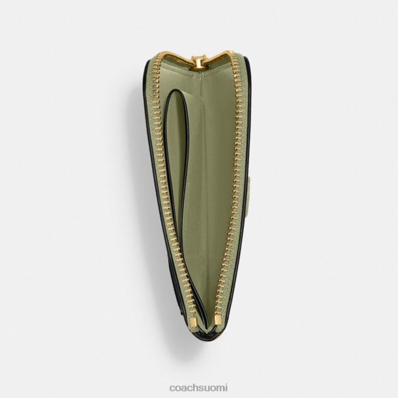 Coach miehet 3-in-1 l-vetoketjullinen lompakko tunnuskankaalla sammalta VF6B6702