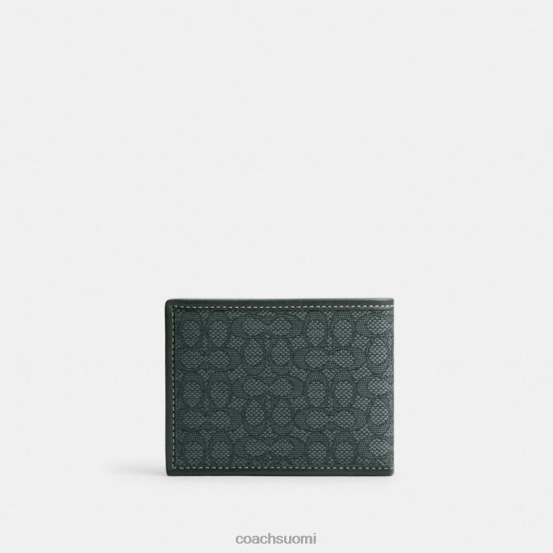 Coach miehet ohut billfold lompakko mikrosignature jacquard amazonin vihreä VF6B6708
