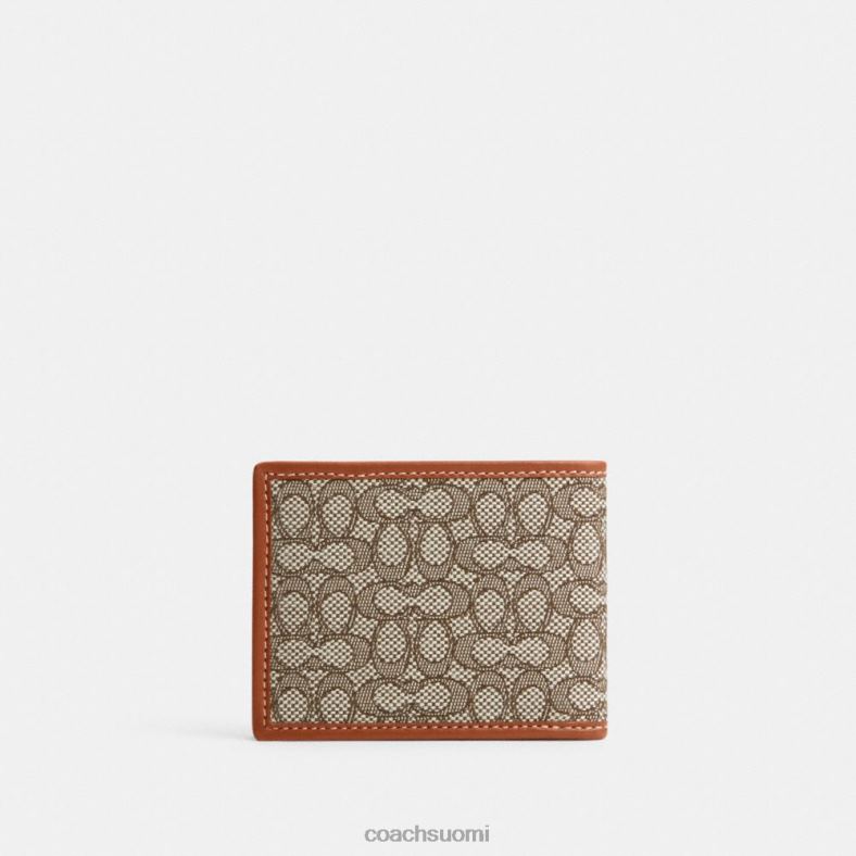 Coach miehet ohut billfold lompakko mikrosignature jacquard kaakao/kiillotettu meripihka VF6B6709