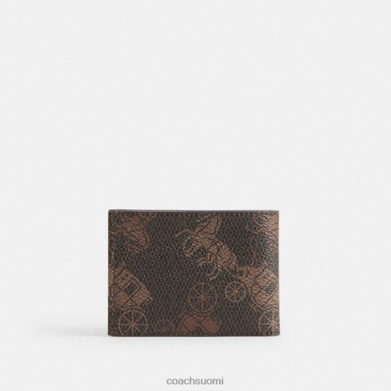 Coach miehet ohut setelilompakko, jossa iso hevonen ja vaunukuvio tryffeli / kiillotettu meripihka VF6B6704