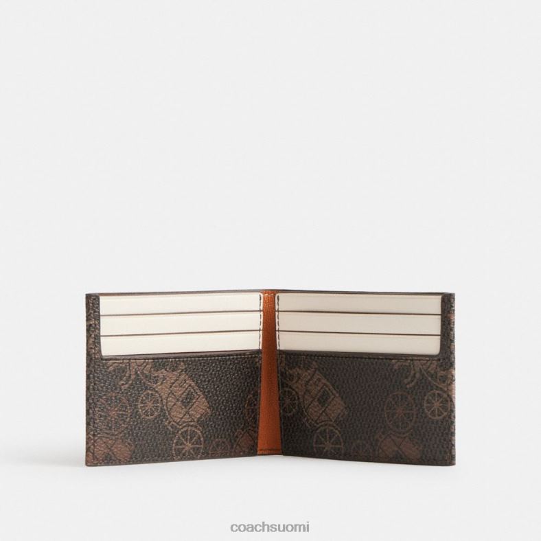 Coach miehet ohut setelilompakko, jossa iso hevonen ja vaunukuvio tryffeli / kiillotettu meripihka VF6B6704
