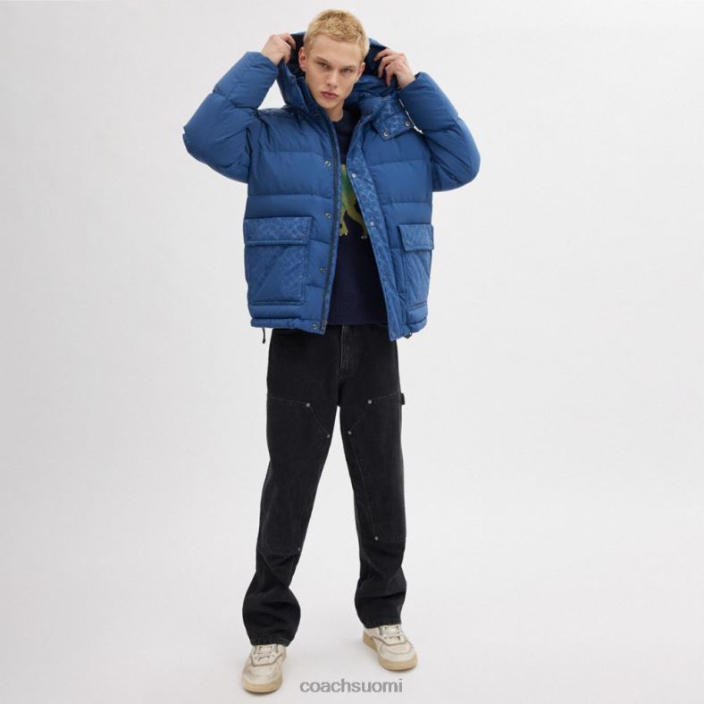 Coach miehet allekirjoitus etutasku puffer takki syvän sininen VF6B6756