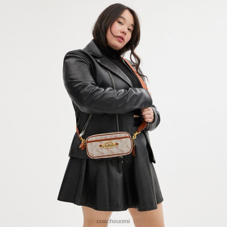 Coach naiset avery olkalaukku hevos- ja vaunupainatuksella b4/liitukiillotettu keltainen VF6B6213