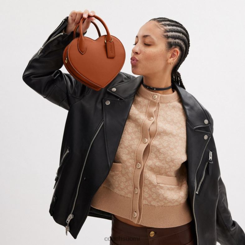 Coach naiset sydänlaukku regeneratiivista nahkaa b4/kiillotettu keltainen VF6B6232