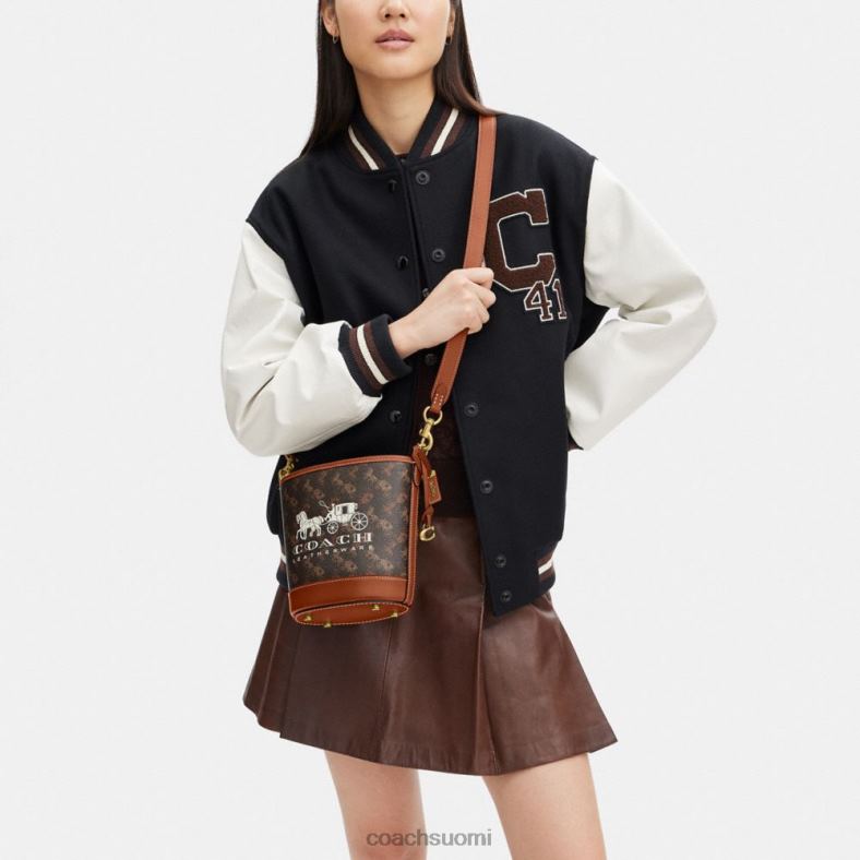 Coach naiset dakota bucket bag 16 hevos- ja vaunupainatuksella b4/tryffeleillä kiillotettu meripihka VF6B618