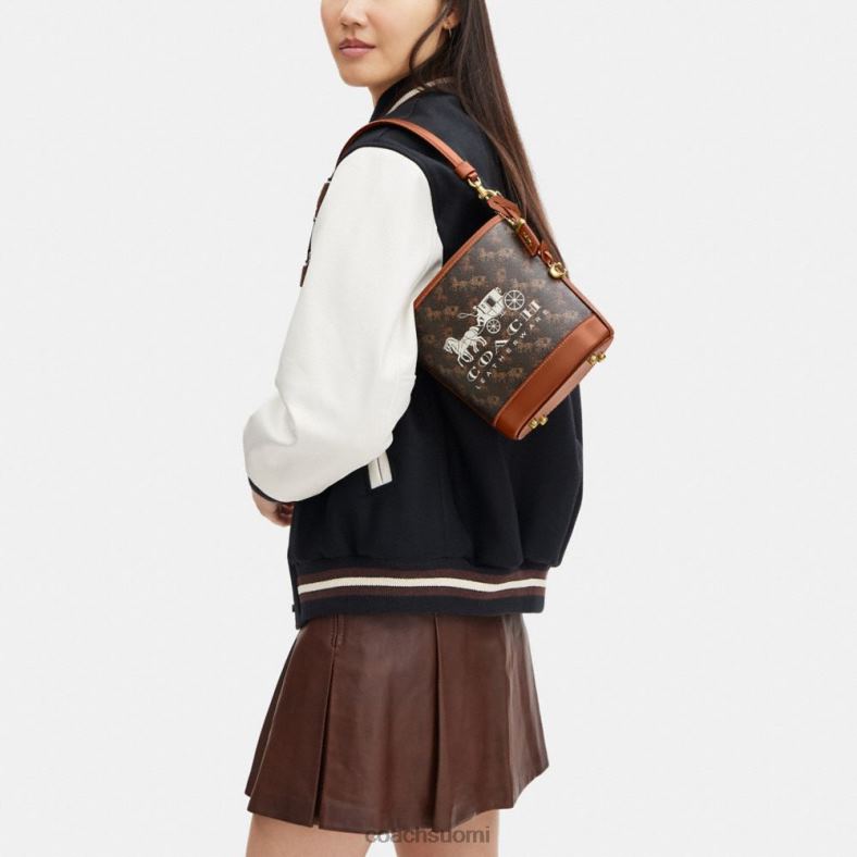 Coach naiset dakota bucket bag 16 hevos- ja vaunupainatuksella b4/tryffeleillä kiillotettu meripihka VF6B618