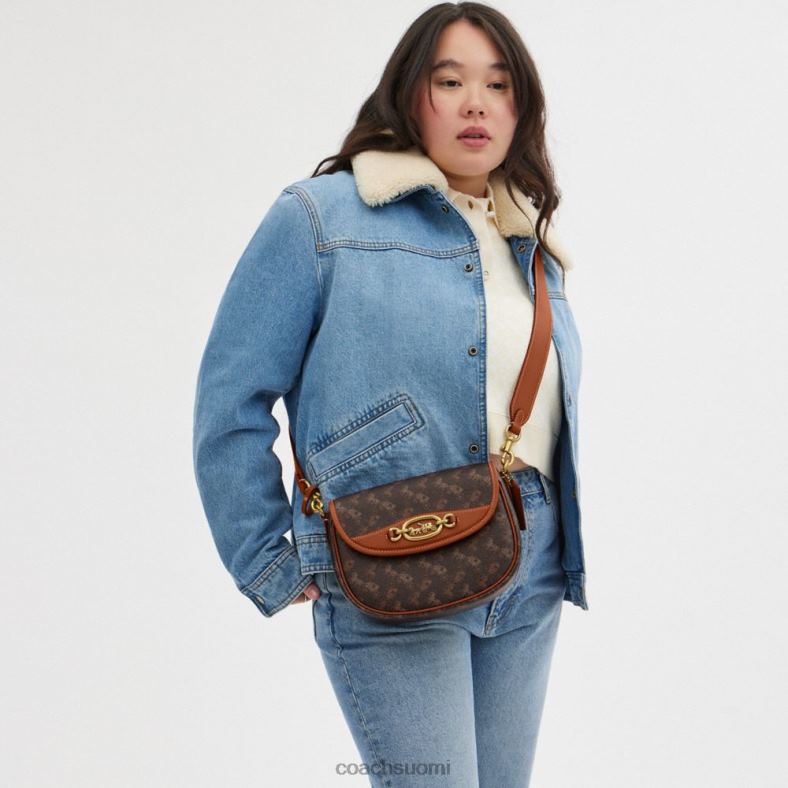 Coach naiset harley crossbody laukku hevosen ja vaunujen painatuksella b4/tryffeleillä kiillotettu meripihka VF6B624