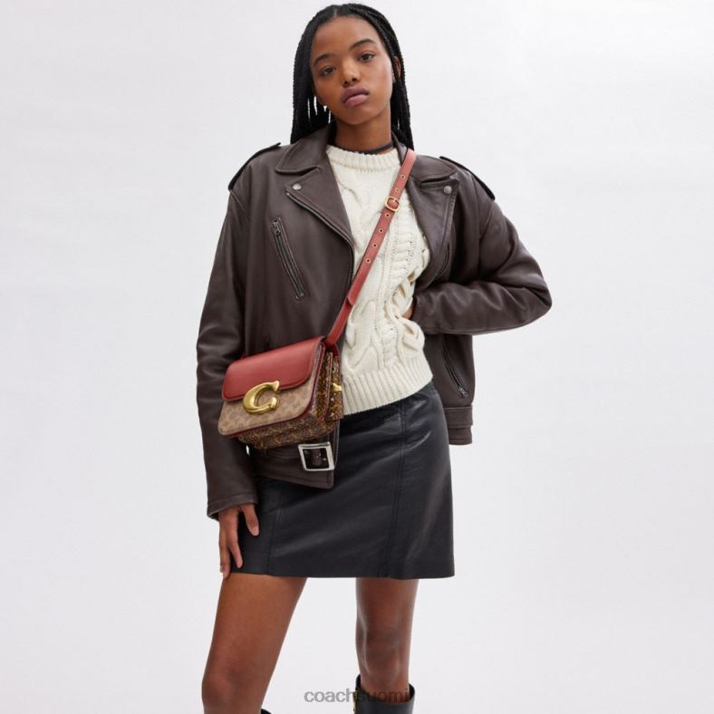 Coach naiset Idol-laukku omaleimaisesta kankaasta käärmeennahkaisilla yksityiskohdilla b4/ruskea ruoste VF6B646