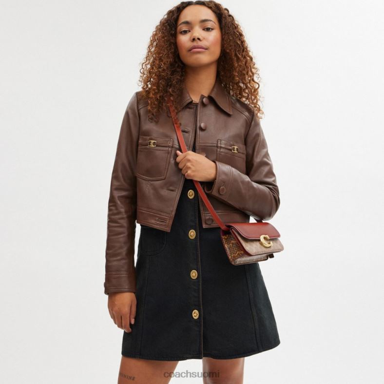 Coach naiset idol laukku 23 tunnuskankaalla käärmeennahkaisella yksityiskohdalla b4/ruskea ruoste VF6B636