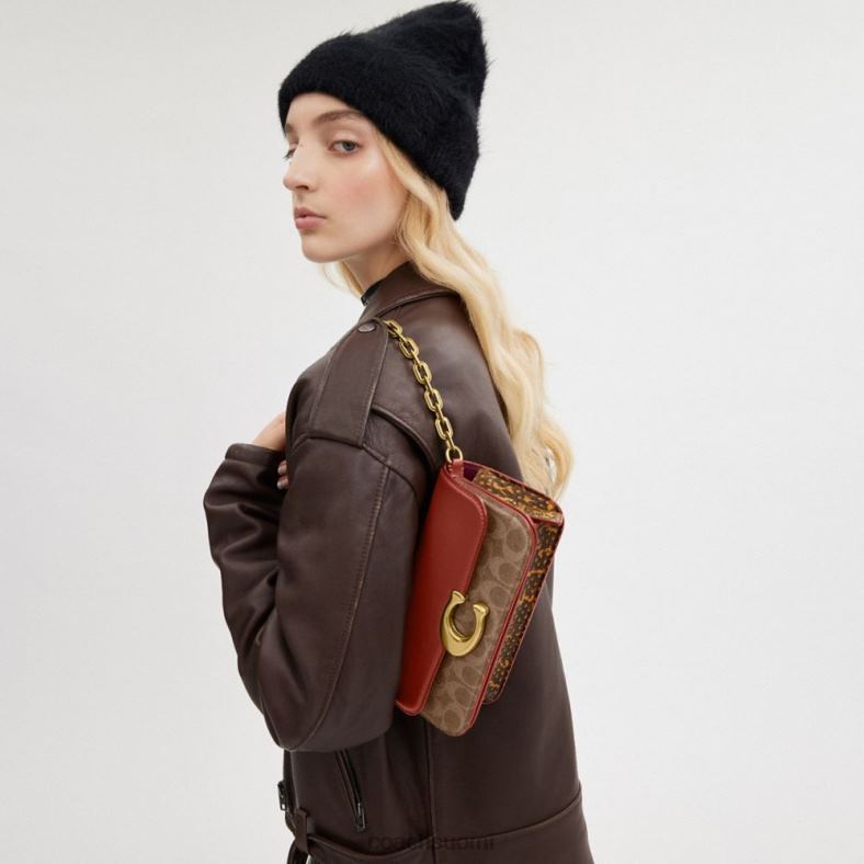 Coach naiset idol laukku 23 tunnuskankaalla käärmeennahkaisella yksityiskohdalla b4/ruskea ruoste VF6B636