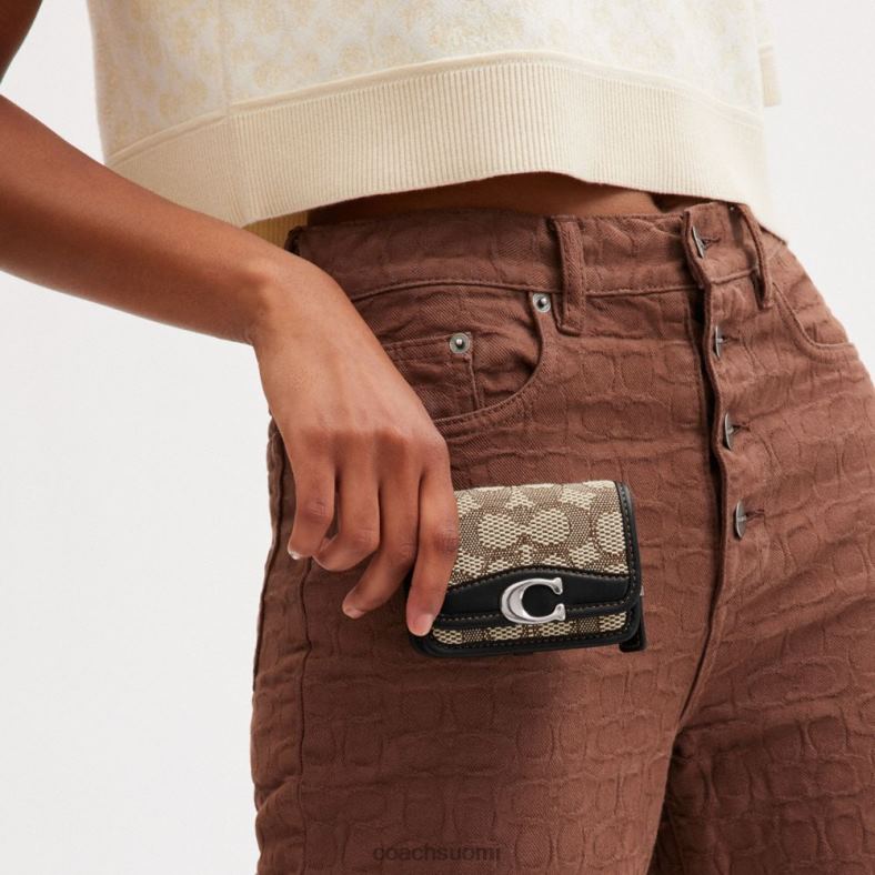 Coach naiset bandit-korttikotelon vyölaukku tunnusomaista jakardia lh/kaakaomusta VF6B6191