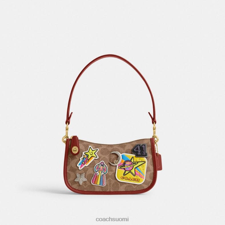Coach naiset cosmic coach swinger 20 merkkikankaalla ja laastareilla b4/tan rust multi VF6B6186