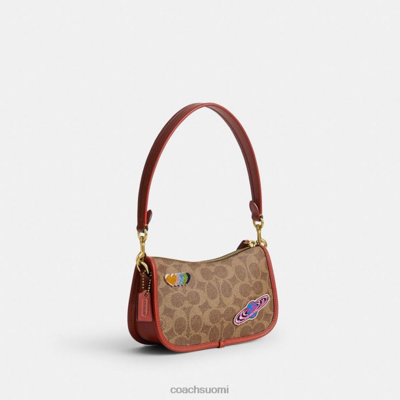 Coach naiset cosmic coach swinger 20 merkkikankaalla ja laastareilla b4/tan rust multi VF6B6186