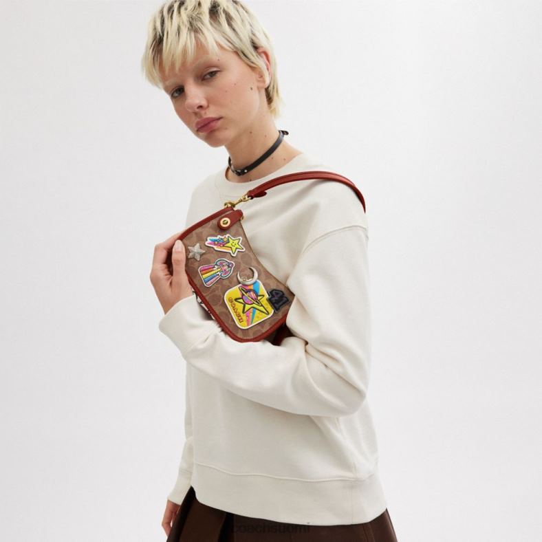 Coach naiset cosmic coach swinger 20 merkkikankaalla ja laastareilla b4/tan rust multi VF6B6186