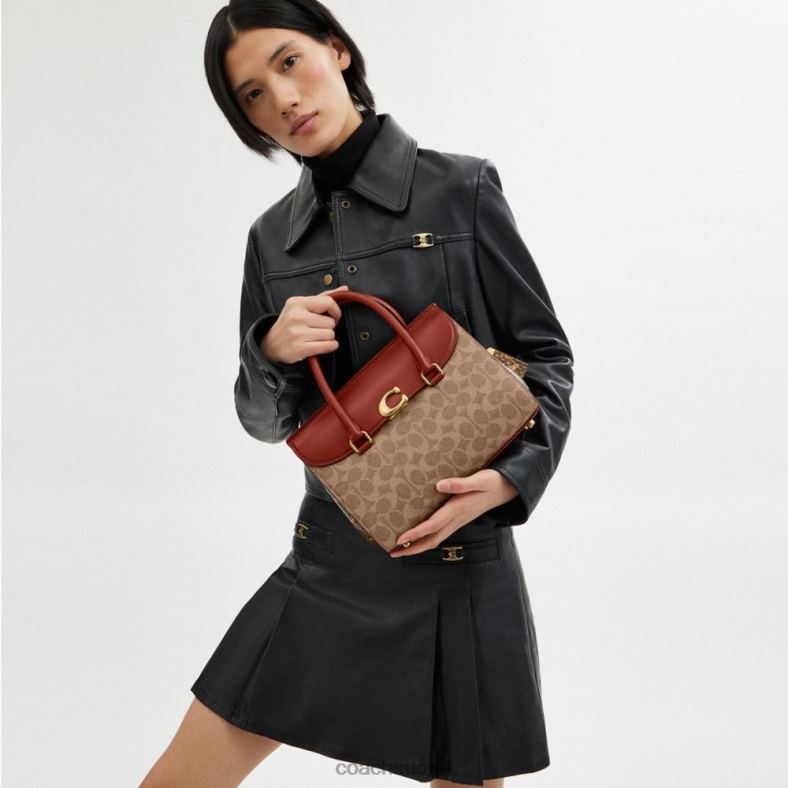 Coach naiset luuta kantava kankaalla käärmeennahkainen yksityiskohta b4/ruskea ruoste VF6B6172