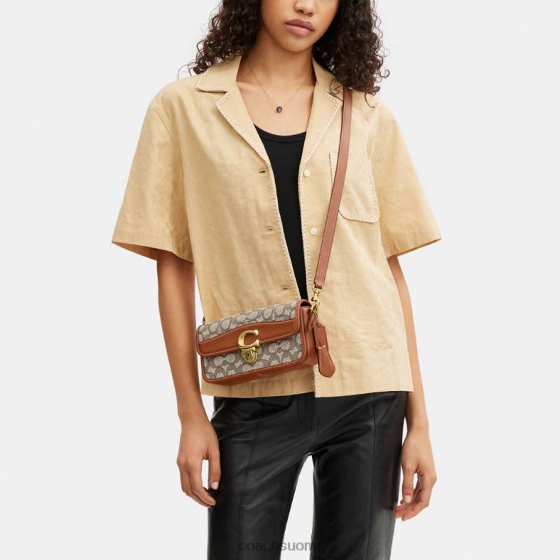 Coach naiset studio patonkilaukku tunnusomaista tekstiili-jakardia b4/kaakaokiillotettu amb VF6B6194