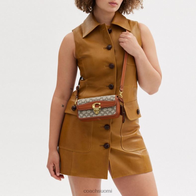 Coach naiset studio patonkilaukku tunnusomaista tekstiili-jakardia b4/kaakaokiillotettu amb VF6B6194