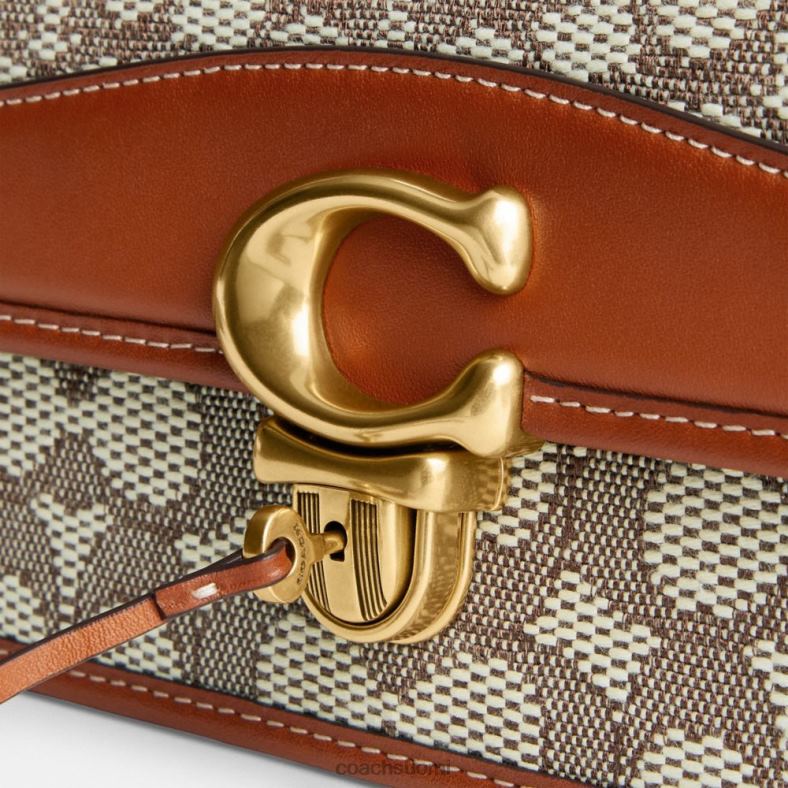 Coach naiset studio patonkilaukku tunnusomaista tekstiili-jakardia b4/kaakaokiillotettu amb VF6B6194