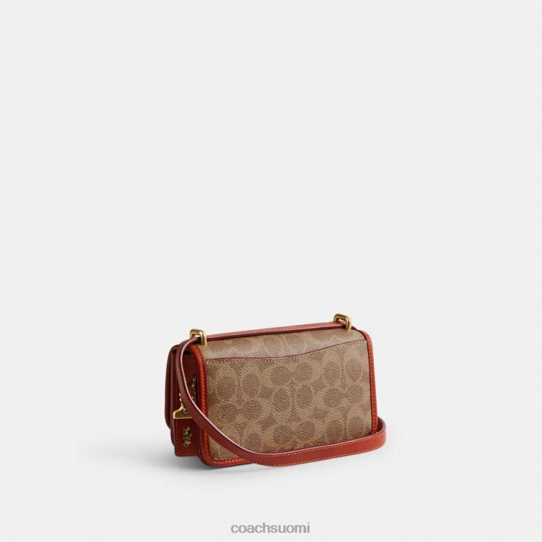 Coach naiset valmentaja x minttu + orjarosvo crossbody allekirjoituskankaalla b4/ruskea ruoste VF6B6181