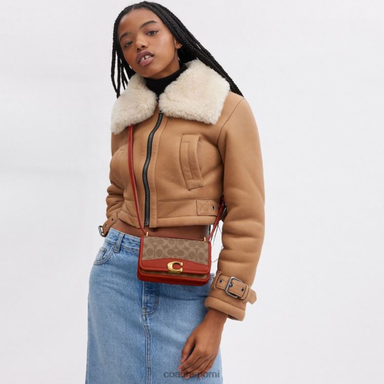 Coach naiset valmentaja x minttu + orjarosvo crossbody allekirjoituskankaalla b4/ruskea ruoste VF6B6181