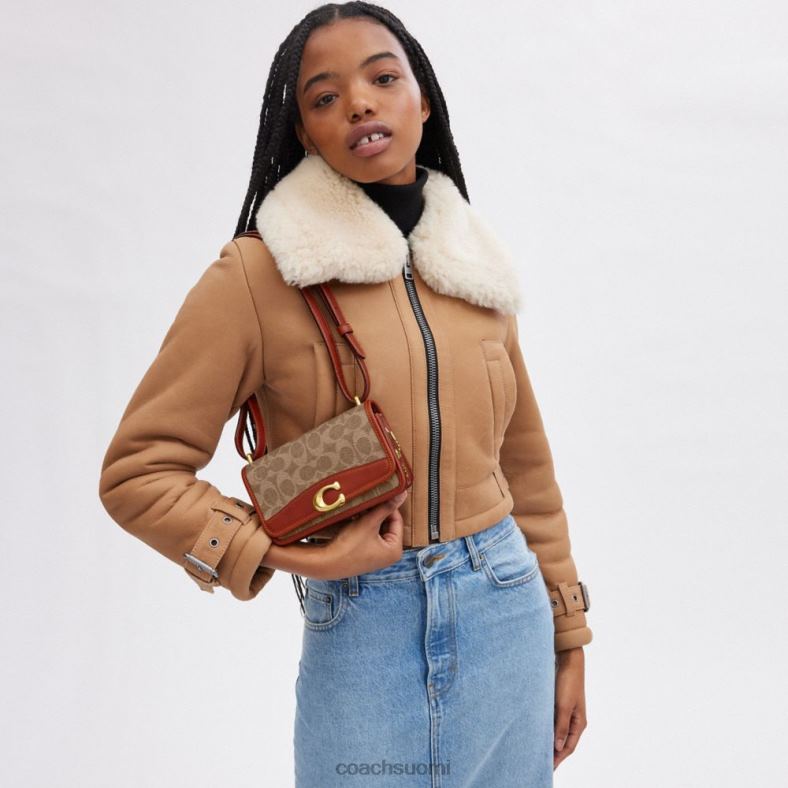 Coach naiset valmentaja x minttu + orjarosvo crossbody allekirjoituskankaalla b4/ruskea ruoste VF6B6181