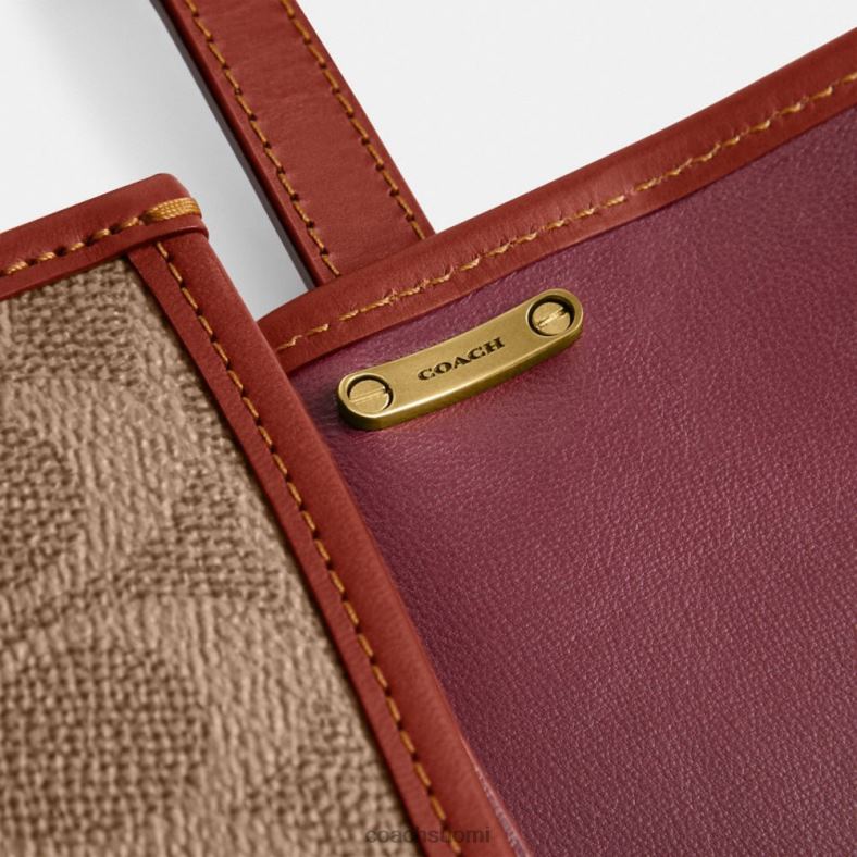 Coach naiset valmentaja x minttu + orjarosvo crossbody allekirjoituskankaalla b4/ruskea ruoste VF6B6181