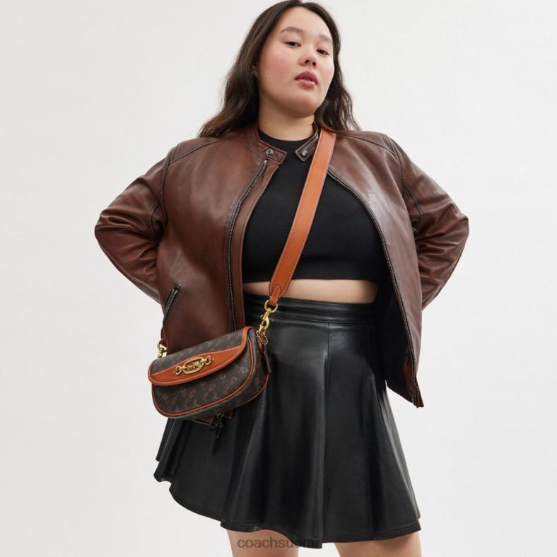 Coach naiset harley olkalaukku 23 hevos- ja vaunupainatuksella b4/tryffeleillä kiillotettu meripihka VF6B6263