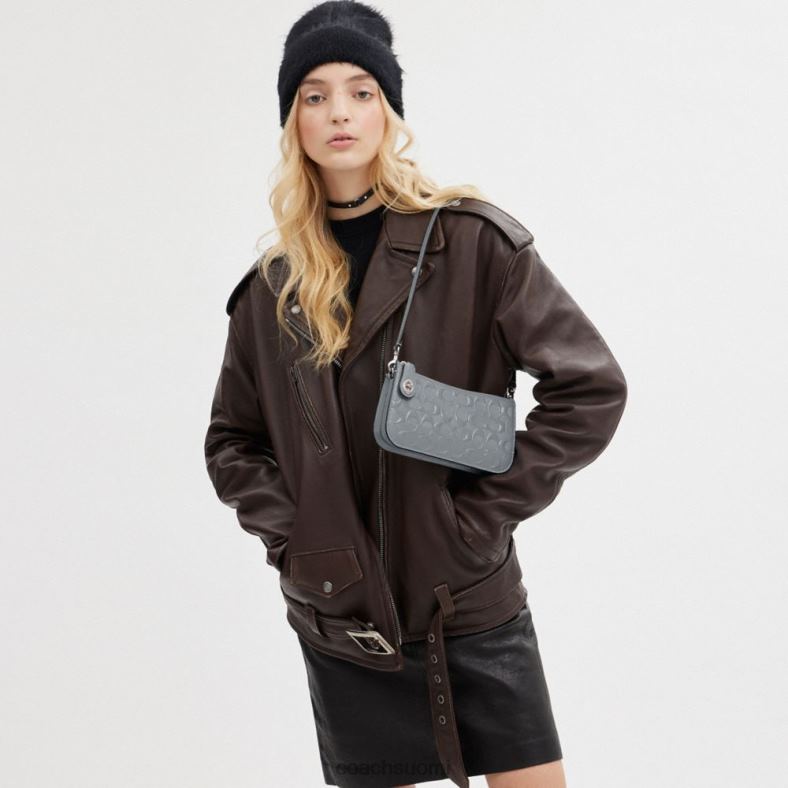 Coach naiset Penn-olkalaukku omaa nahkaa lh/harmaa sininen VF6B667