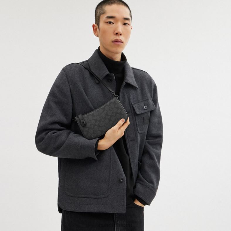 Coach naiset Penn-olkalaukku omaleimaiselle kankaalle mw/hiili/musta VF6B665