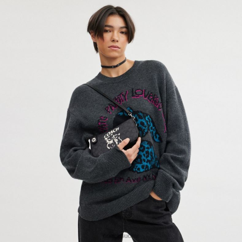 Coach naiset lil nas x drop penn -olkalaukku omaleimaisessa kankaassa lh/lh/kitten lockup musta VF6B662