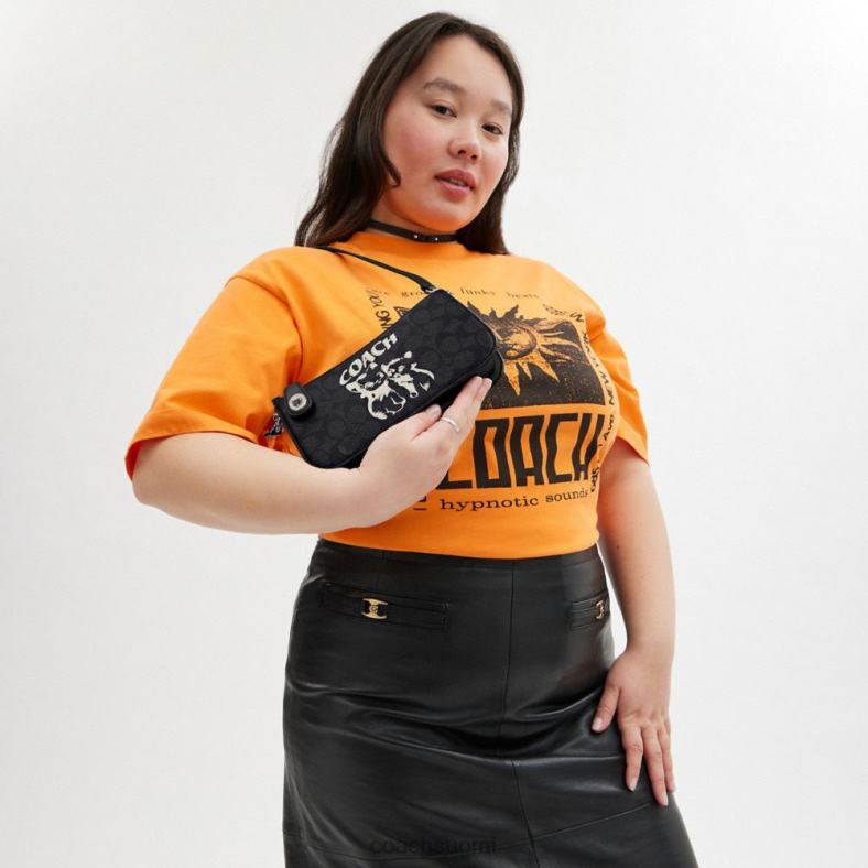 Coach naiset lil nas x drop penn -olkalaukku omaleimaisessa kankaassa lh/lh/kitten lockup musta VF6B662