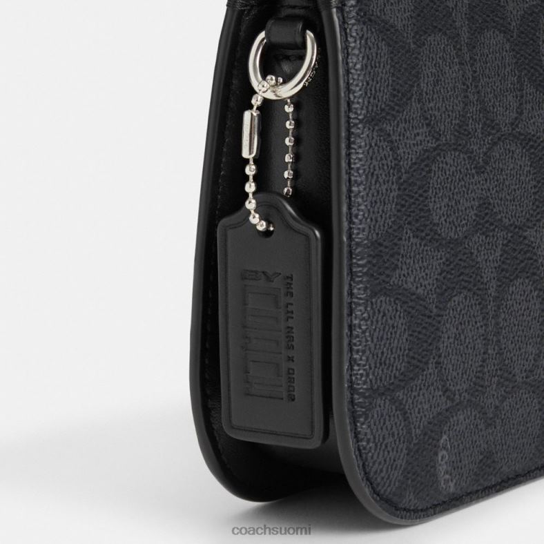 Coach naiset lil nas x drop penn -olkalaukku omaleimaisessa kankaassa lh/lh/kitten lockup musta VF6B662