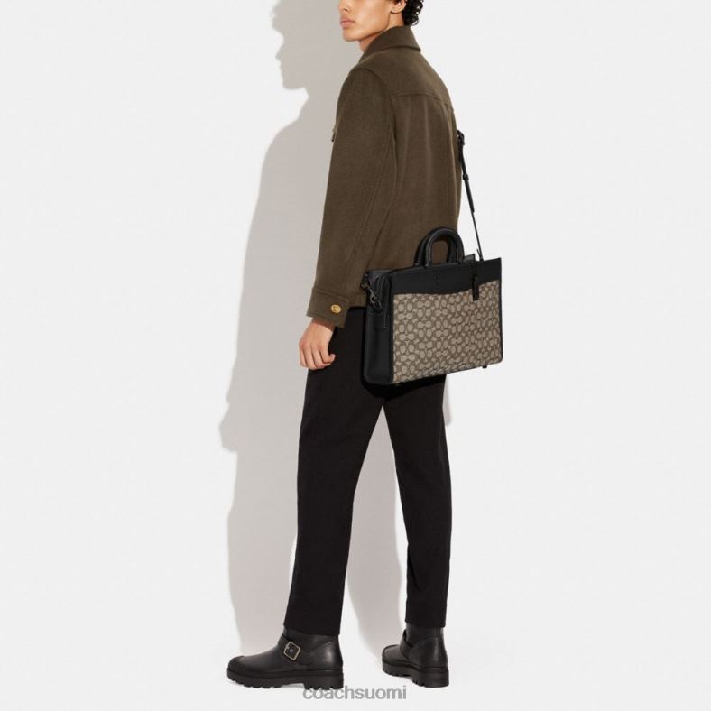 Coach naiset rogue shorts signature tekstiili jacquard kaakao/musta VF6B685