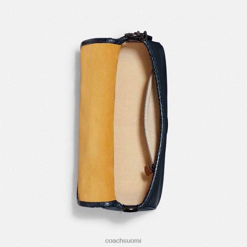 Coach naiset pehmeä tabby-olkalaukku käärmeennahkaisilla yksityiskohdilla v5/midnight laivasto VF6B6121