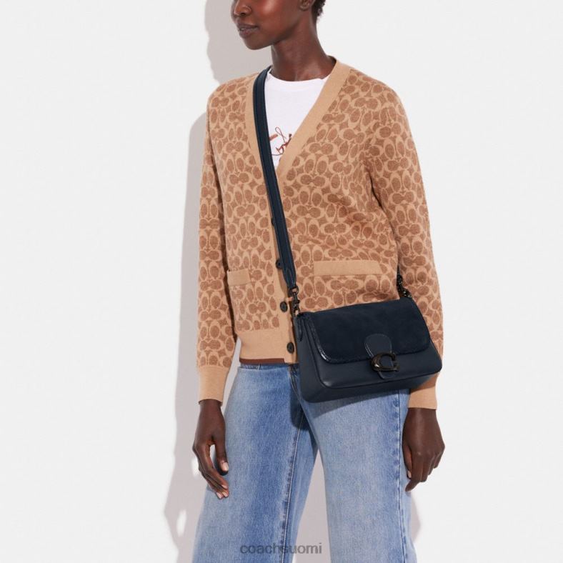 Coach naiset pehmeä tabby-olkalaukku käärmeennahkaisilla yksityiskohdilla v5/midnight laivasto VF6B6121