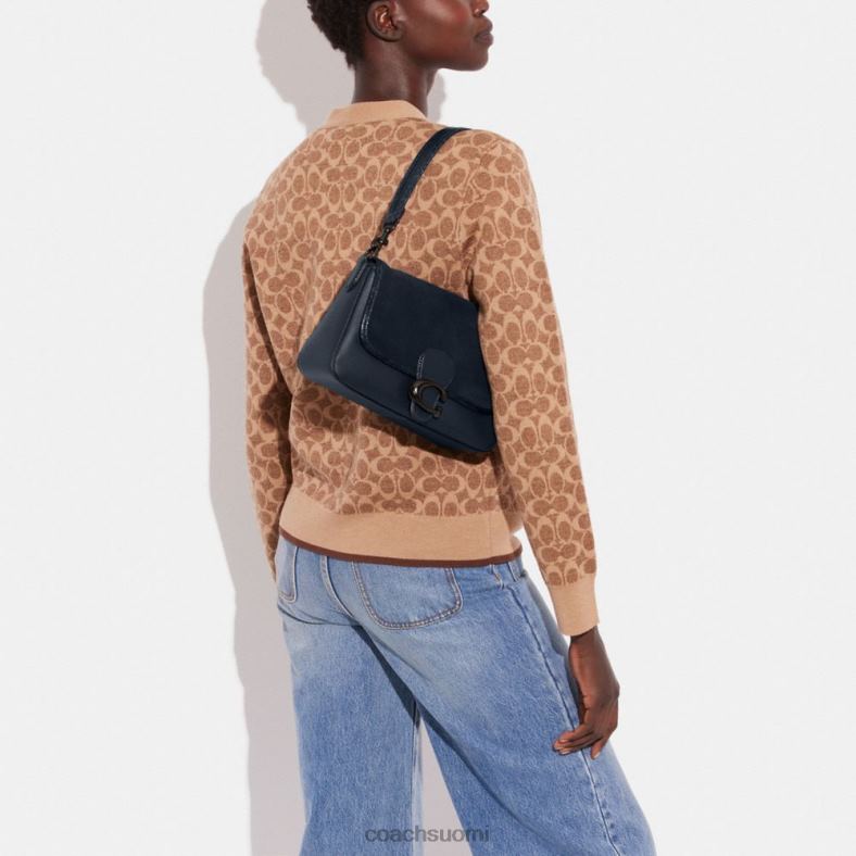 Coach naiset pehmeä tabby-olkalaukku käärmeennahkaisilla yksityiskohdilla v5/midnight laivasto VF6B6121