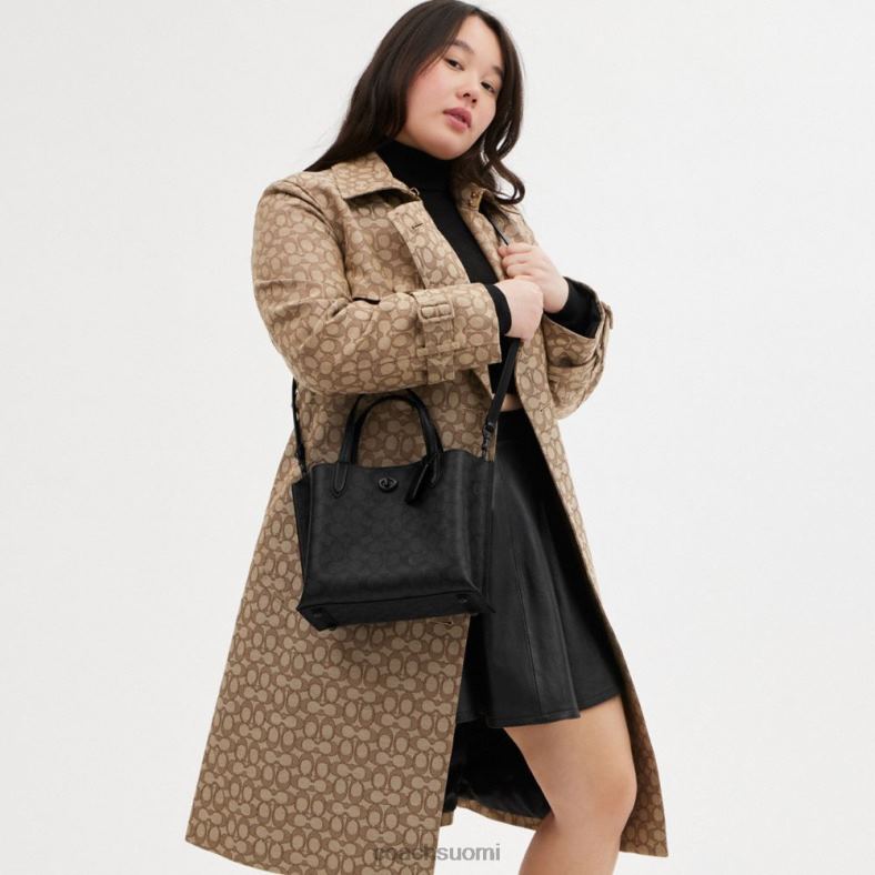 Coach naiset Willow tote 24 signature canvas mw/hiili/musta VF6B6285