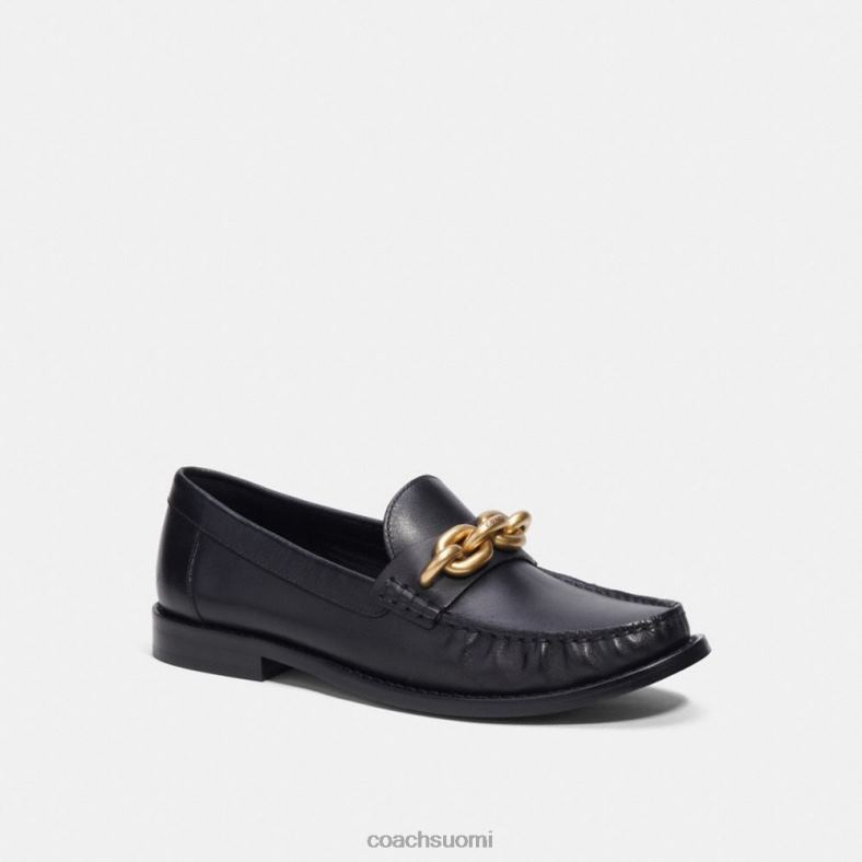 Coach naiset jess loafer musta kulta VF6B6398